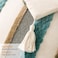WANLIRD Boho Throw Pillow Covers 18x18 Set of 2 Woven Tufted Farmhouse Pillows Cover with Tassels Textured Striped Cushion Case Neutral Pillow Cases Decorative Pillowcase for Sofa Couch BedBlue