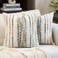 Aeckself Boho Pillow Covers 18x18 Inch Set of 2 Farmhouse Decorative Striped Square Chenille Tufted Accent Neutral Throw Pillow Covers for Living Room Couch Bed Gray Blue