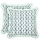 Ridhi Block Print Aquamarine Blue Throw Pillow Cover 20 x 20 Pack of 2 Decorative Cushion Covers with Ruffle for Couch Sofa Bed Living Room Home Decor Gift for Spring Easter Valentine