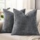 decorUhome Dark Grey Chenille Throw Pillow Covers 18x18 Set of 2 Textured Soft Cozy Slubby Couch Pillow Covers Modern Farmhouse Boho Decorative Pillow Cases for Bed Sofa Living Room