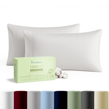 CharlottelyHues Pillowcases Set of 2100 Egyptian Cotton Pillow Cases with LongStaple Combed Pillows for Sleeping Soft Silky Bed Pillow Cover Silver King