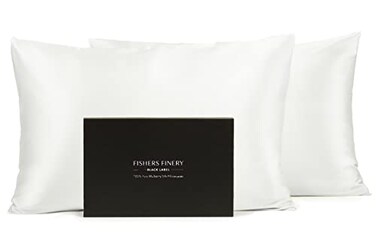 Fishers Finery 30mm 100 Pure Mulberry Silk Pillowcase Set Quality Tested White King 2 Pack