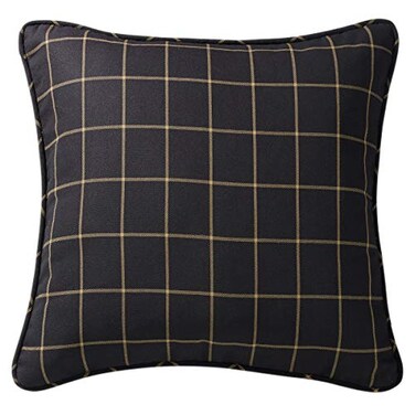 H HIEND ACCENTS HiEnd Accents Ashbury Plaid Tan and Black Euro Sham 27x27 inch Rustic Cabin Lodge Luxury Bedding