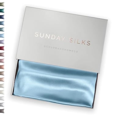 Colorado Home Co SUNDAYSILKS Premium Silk Pillow Cases 100 Mulberry Silk Pillowcase with Zipper All Sides Real 22 Momme Grade 6A Silk Standard Queen King Size Topaz Blue