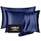 DKBslik Silk Pillow Cases 2 Pack Mulberry Silk Pillowcases Standard Set of 2 Smooth Anti Acne Beauty Sleep Both Sides Natural Silk Satin Pillow Cases for Women 2 Pack with Zipper for Gift Navy Blue