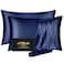 DKBslik Silk Pillow Cases 2 Pack Mulberry Silk Pillowcases Standard Set of 2 Smooth Anti Acne Beauty Sleep Both Sides Natural Silk Satin Pillow Cases for Women 2 Pack with Zipper for Gift Navy Blue