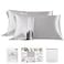 PROMEED 23 Momme Silk Pillowcase 2 Pack with Zipper 3rd Gen Grade 6A 100 Mulberry Silk Pillow Case Set of 2 Cooling Pillow Cases for Hot Sleepers King 20x36 Light Grey