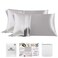 PROMEED 23 Momme Silk Pillowcase 2 Pack with Zipper 3rd Gen Grade 6A 100 Mulberry Silk Pillow Case Set of 2 Cooling Pillow Cases for Hot Sleepers King 20x36 Light Grey