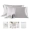 PROMEED 23 Momme Silk Pillowcase 2 Pack with Zipper 3rd Gen Grade 6A 100 Mulberry Silk Pillow Case Set of 2 Cooling Pillow Cases for Hot Sleepers King 20x36 Light Grey