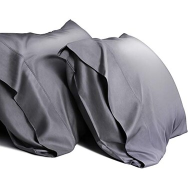 WishSmile Standard Pillow Cases Cooling Pillowcases Set of 2 Breathable Cool Silky Soft Rayon Derived from Bamboo FabricHair and Skin FriendlyDark Grey20x26IN