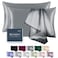BEIJOEY 100 Mulberry Silk Pillowcase 2 Pack for Hair and Skinwith Hidden ZipperBoth Sides 19 Momme 600 Thread Count Natural Silk Pillow CoverSoft Breathable Smooth Gray Standard 20x26