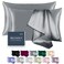 BEIJOEY 100 Mulberry Silk Pillowcase 2 Pack for Hair and Skinwith Hidden ZipperBoth Sides 19 Momme 600 Thread Count Natural Silk Pillow CoverSoft Breathable Smooth Gray Standard 20x26