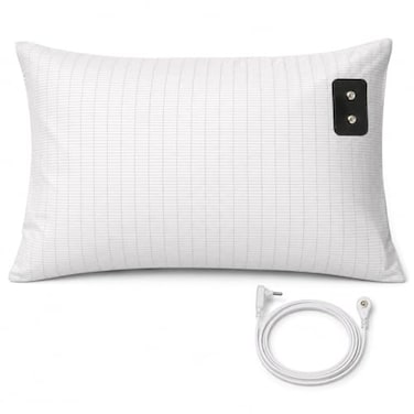 saldalavl 2pcs Grounding Pillowcase King Conductive Silver Fiber Grounding Pillow Cover with 15ft Cord Soft Safe for Better Sleep Reduce Pain 20x36