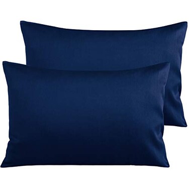 NTBAY Egyptian Cotton Queen Pillowcases Set of 2 500 Thread Count Cotton Pillowcases Soft and Breathable Envelope Closure Pillow Cases 20x30 Pillow Covers for Bed Navy Blue