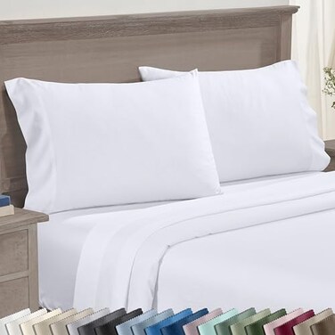 California Design Den Luxuriously Soft 600 Thread Count 100 Cotton King Size White Pillowcase Set of 2 Fits King Pillows
