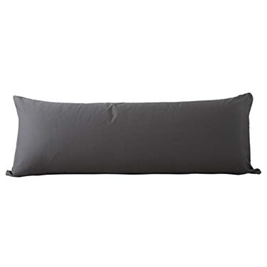 Evolive 300 Thread Count 100 Cotton Body Pillow Cover 21 x 54 Soft Breathable Replacement Pillow Case with Hidden Zipper Closure Charcoal Grey