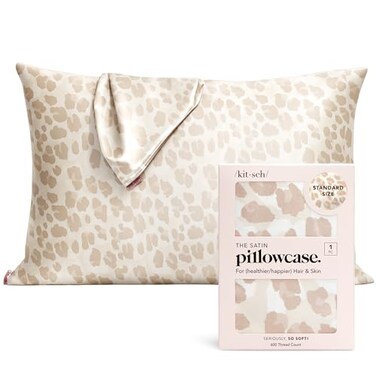 Kitsch Satin Pillowcase with Zipper for Hair Skin Softer Than Silk Pillow Cases Smooth Cooling Satin Pillow Case WrinkleFree Machine Washable Pillow Cases Standard Size 19x26 Leopard