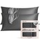 Kitsch Satin Pillowcase with Zipper for Hair Skin Softer Than Silk Pillow Cases Smooth Cooling Satin Pillow Case WrinkleFree Machine Washable King Size Satin Pillow Case 19x36 Charcoal 2pc