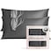 Kitsch Satin Pillowcase with Zipper for Hair Skin Softer Than Silk Pillow Cases Smooth Cooling Satin Pillow Case WrinkleFree Machine Washable King Size Satin Pillow Case 19x36 Charcoal 2pc