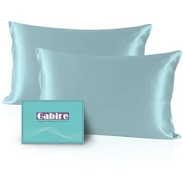 Gabire Mulberry Silk Pillowcases Set of 2 Both Sides Real Silk Pillowcase for Hair and Skin Prevent Acne Pillowcase Organic Silk Pillow case 2 Pack with Hidden Zipper Haze Blue Standard 2026