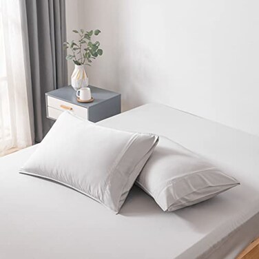 BC BELLA COTERIE Bella Coterie Luxury Bamboo Viscose Standard Size Pillowcase Set 100 Organically Grown Ultra Soft Cooling 2 Pcs Grey Mist