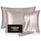 DKBslik Silk Pillow Cases 2 Pack Mulberry Silk Pillowcases Standard Set of 2 Smooth Anti Acne Both Sides Natural Silk Satin Pillow Cases for Sleeping Women 2 Pack with Zipper Taupe
