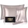 DKBslik Silk Pillow Cases 2 Pack Mulberry Silk Pillowcases Standard Set of 2 Smooth Anti Acne Both Sides Natural Silk Satin Pillow Cases for Sleeping Women 2 Pack with Zipper Taupe