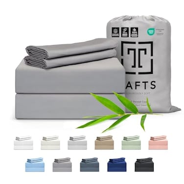 Tafts King Sheets Set Pure 100 Viscose derived from Bamboo Bed Sheets Set Luxuriously Soft Silky Cooling Sheets Double Stitched Lifetime Quality Promise GrayGrey