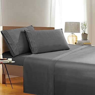 Elegant Comfort 1500 Premier Wrinkle Fade Resistant Hotel Quality 4Piece Bed Sheet Set Ultra Soft Luxurious Bed Sheet Set Includes Flat Sheet Fitted Sheet and 2 Pillowcases