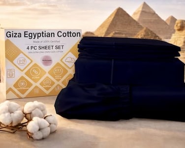 MyGiza Sheets 4 Pcs Queen Sheet Set 100 Giza Egyptian Cotton Soft Luxury Sheets fits 18 Inches Deep Mattress Indigo