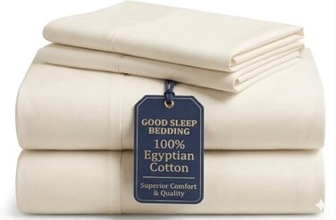 Good Sleep Bedding Bed Sheets Full Size 4 Piece 100 Egyptian Cotton Full Sheet Set Silky Sateen Weave UltraSoft Durable Hotel Sheets 16 Deep Pocket Full Bed Sheets Ivory