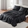 JLA Basic Madison Park Essentials Satin Sheet Set Luxury and Silky with Natural Sheen Elastic 14 Pocket fits up to 16 Mattress All Around Elastic YearRound Bedding King Black 6 Piece
