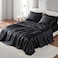 JLA Basic Madison Park Essentials Satin Sheet Set Luxury and Silky with Natural Sheen Elastic 14 Pocket fits up to 16 Mattress All Around Elastic YearRound Bedding King Black 6 Piece