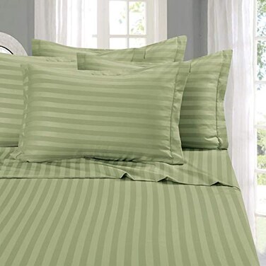 Elegant Comfort Best Softest Coziest 6Piece Sheet Sets 1500 Premier Hotel Quality Luxurious Wrinkle Resistant 6Piece Damask Stripe Bed Sheet Set Queen SageGreen