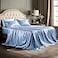 Bedsure Satin Sheets Queen Size 4 Piece Silky Bedsheets with 15 Inches Deep Pocket Fitted Bedsheet1 Flat Sheet 2 Satin Pillowcases Good for Hair Skin Queen Sky Blue