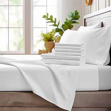 Bamboo Bay 6 Piece California King Size Sheet Set 100 Viscose Made from Bamboo Breathable Ultra Soft Cooling Bed Sheets for Hot Sleepers Beddings with Deep Pockets Fit 16 Mattress White