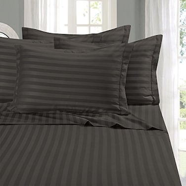 Elegant Comfort Softest and Coziest 4Piece Sheet Set 1500 Premium Hotel Quality Microfiber Luxurious Wrinkle Resistant 4Piece Damask Stripe Bed Sheet Set Twin XL Grey
