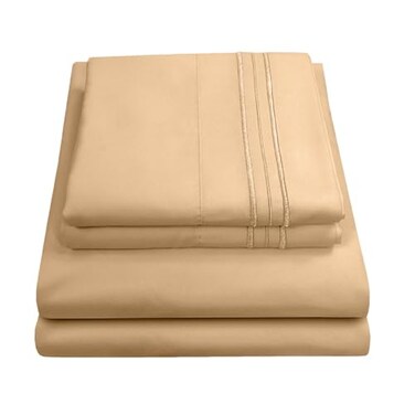 Sweet Home Collection King Size Sheets Breathable Luxury Bed Sheets with Full Elastic Secure Corner Straps Built In 1800 Supreme Collection Extra Soft Deep Pocket Bedding Set Sheet Set King Camel