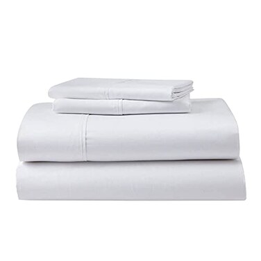 GhostBed King Cooling Supima Cotton and Tencel Luxury Sheet Set Wrinkle Resistant with Deep Pockets 6 Piece White