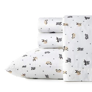 PoppyFritz Poppy Fritz Twin Sheets Cotton Percale Bedding Set Crisp Cool Ideal Bedding Set Skateboarding Bulldogs Twin