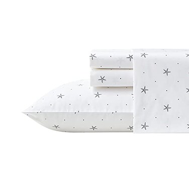 Nautica Queen Sheets Cotton Percale Bedding Set Casual Bedding Set Star Spangled Coastal Navy Queen