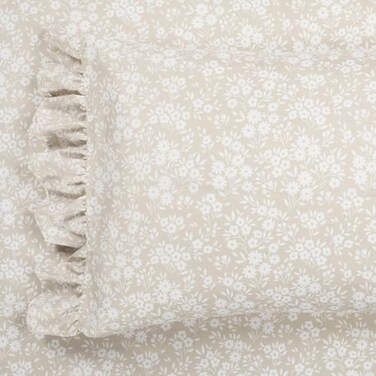 Lush Decor Garden of Flowers Ruffle Sheet Set King 6 Piece Set Neutral Floral Sheets Tan Sheet Set King Size Bed Sheets Coquette Bedroom Decor