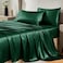 CozyLux Satin Sheets King Size Sheet Set Silky Soft Bedding Similar to Silk 4 Piece Sheets for Hair and Skin Deep Pocket with AllAround Elastic Home Decor for Bedroom Dark Green