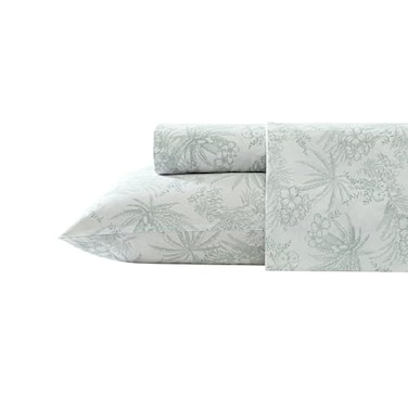 Tommy Bahama Queen Size Sheets Set Crisp Tailored Cooling Sheets with a Smooth Cotton Percale Lightweight Feel Bed Sheets with Matching Pillowcases Fitted Sheet Pen and Ink Palm Green