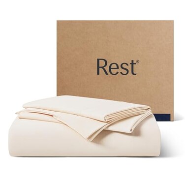 REST Evercool Starter Sheet Set King Ivory Breathable Bed Sheets for Hot Sleeper and Night Sweats with Pillowcases with Ionic SelfCleaning Silver Yarn for Sensitive Skin 3PCS No Flat Sheet