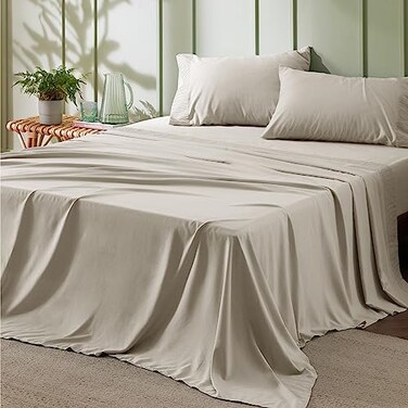 Bedsure Full Size Bed Sheets 4 Pieces Soft Full Sheet Set Breathable Cooling Hotel Luxury Easy Care Polyester Microfiber Bedding for Kids Women Men Linen