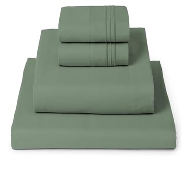Mellanni Full Sheets Set 4 PC Iconic Collection Bedding Hotel Luxury Extra Soft Cooling Bed Sheets Wrinkle Fade Stain Resistant Full Sage