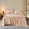 THXSILK Luxury Mulberry Silk Bed Sheets Set 4pcs Silk Sheets Set 16 Deep Pocket 1 Fitted Sheet 1 Flat Sheet 2 Pillowcases with Zipper Closure King Champagne
