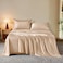 THXSILK Luxury Mulberry Silk Bed Sheets Set 4pcs Silk Sheets Set 16 Deep Pocket 1 Fitted Sheet 1 Flat Sheet 2 Pillowcases with Zipper Closure King Champagne