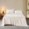 THXSILK Luxury Mulberry Silk Bed Sheets Set 4pcs Silk Sheets Set 16 Deep Pocket 1 Fitted Sheet 1 Flat Sheet 2 Pillowcases with Zipper Closure Queen White